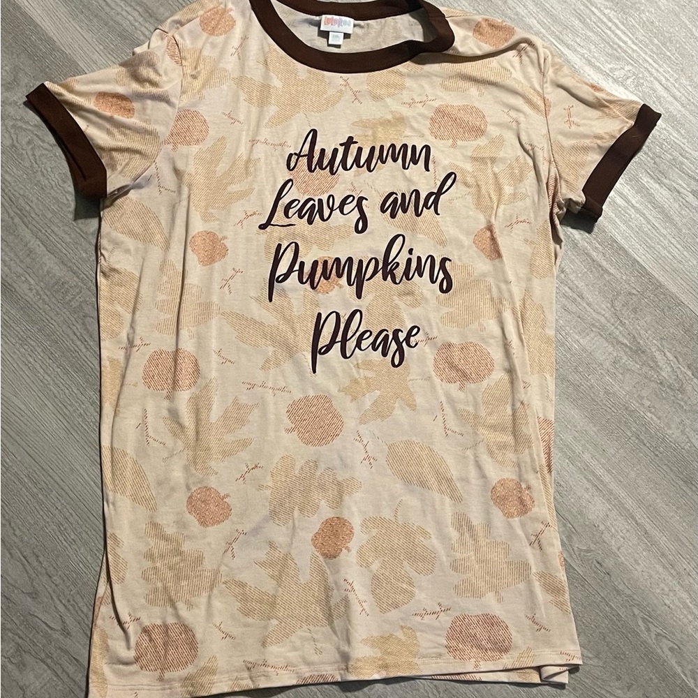 LuLaRoe Beige and Brown Short Sleeve Tee